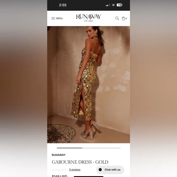 Runaway Gold Sequin Strapless Dress - Picture 2 of 2